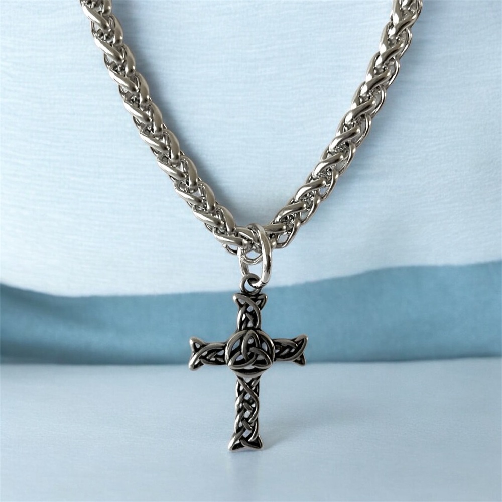 Men's Large 316L Surgical Stainless Steel Celtic Cross Necklace